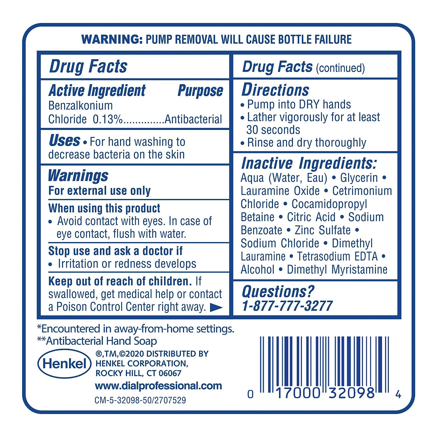 Dial Professional Clean+Gentle Antibacterial Foaming Hand Wash Refill for FIT Manual Dispenser,  1.2 L, 3/Carton (DIA32100CT)
