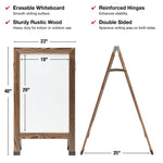 Excello Global Products Indestructible A-Frame Whiteboard, 40" x 22", Brown (EGP-HD-0538-BN)