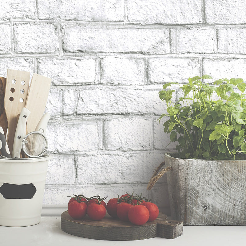 York Wallcoverings White Brick Peel and Stick Wallpaper (RMK11237WP)