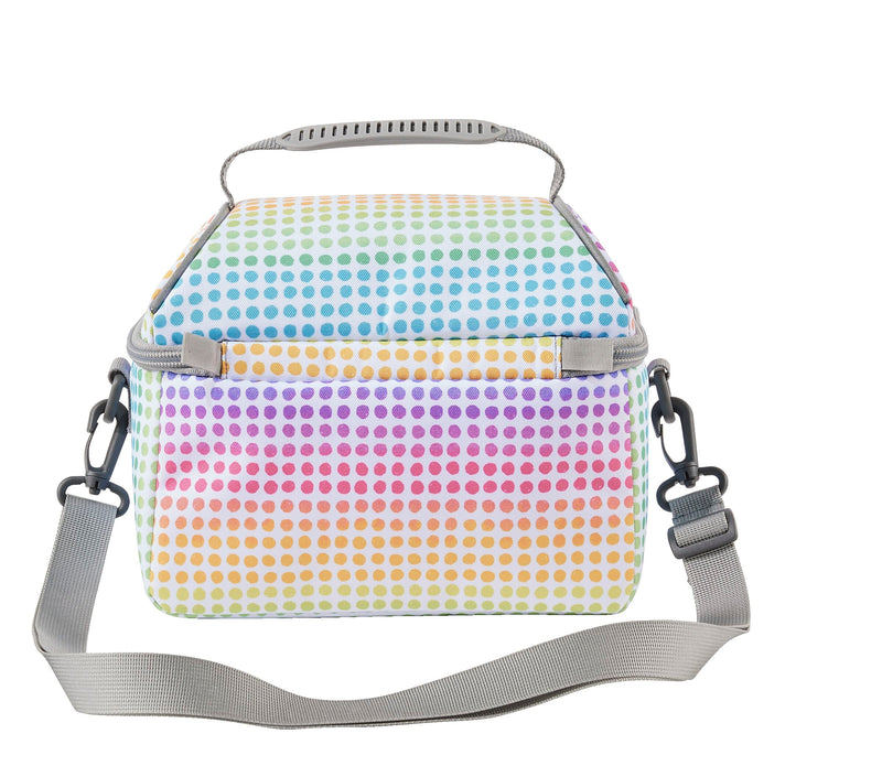 L.L.Bean Flip-Top Insulated Lunch Box, 3-Compartment, Rainbow Dots (1000135103)