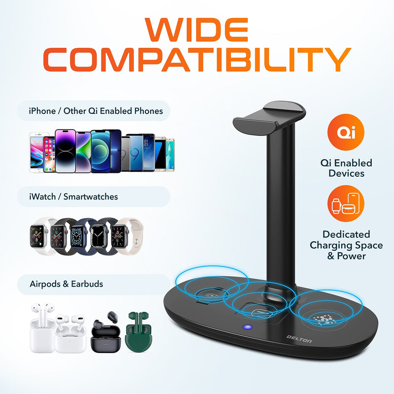 Delton 30X Wireless Noise Canceling Bluetooth Stereo Headset with HS1 Stand (DHSWC130XD)