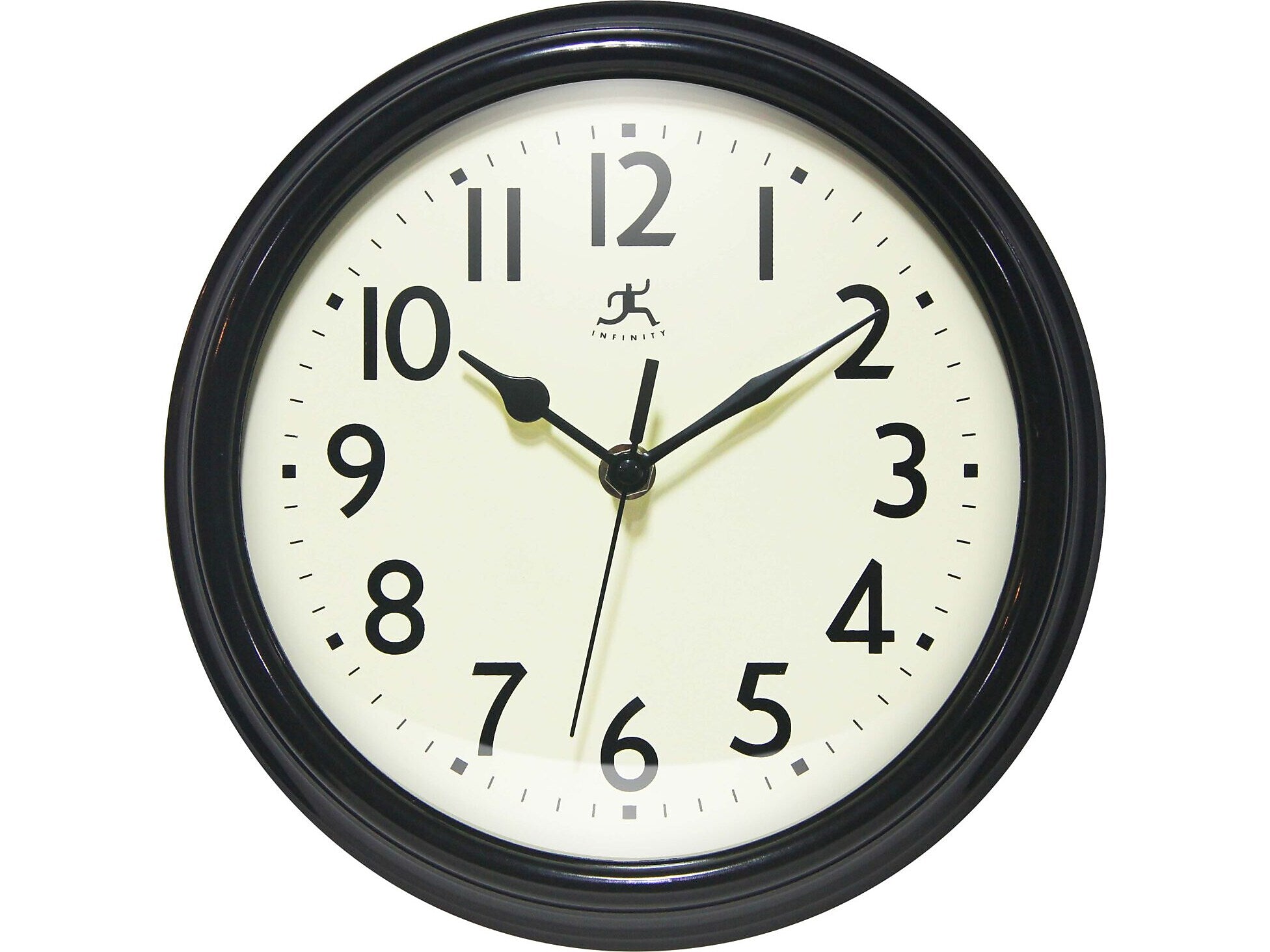 Infinity Instruments Nostalgic Wall Clock, Plastic/Glass, 9.5"Dia. (20306BK-4544)