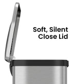 halo TapCan Stainless Steel Rectangular Pedal Sensor Trash Can with AbsorbX Odor Control System, Black Trim, 13 Gal. (TC13SB)