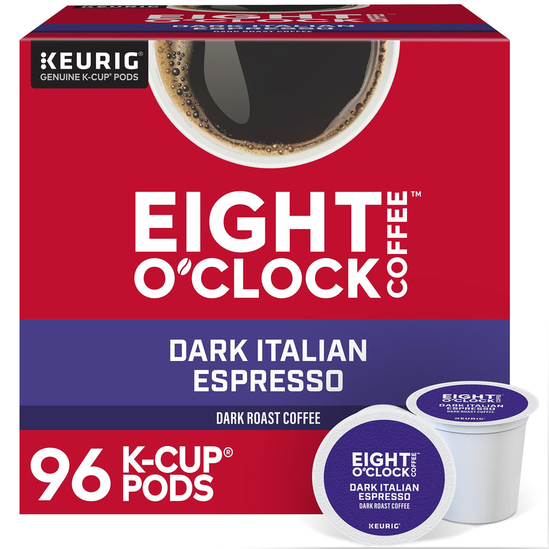Eight O'Clock Dark Italian Espresso Coffee, Keurig K-Cup Pod, Dark Roast, 96/Carton (6408CT)