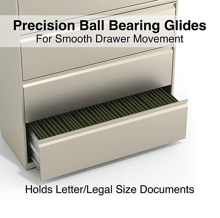 Alera 4-Drawer Lateral File Cabinet, Letter/Legal Size, Lockable, 52.5"H x 42"W x 18.63"D, Putty (ALEHLF4254PY)