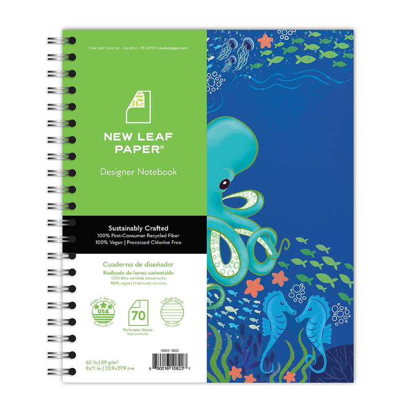 Roaring Spring New Leaf 1-Subject Notebooks, 9" x 11", College Ruled, 70 Sheets, Multicolor, 12/Carton (10843CS)