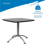 ICEBERG CafeWorks Square Cafe Table, 36"D x 36"W, Graphite/Silver (65618)