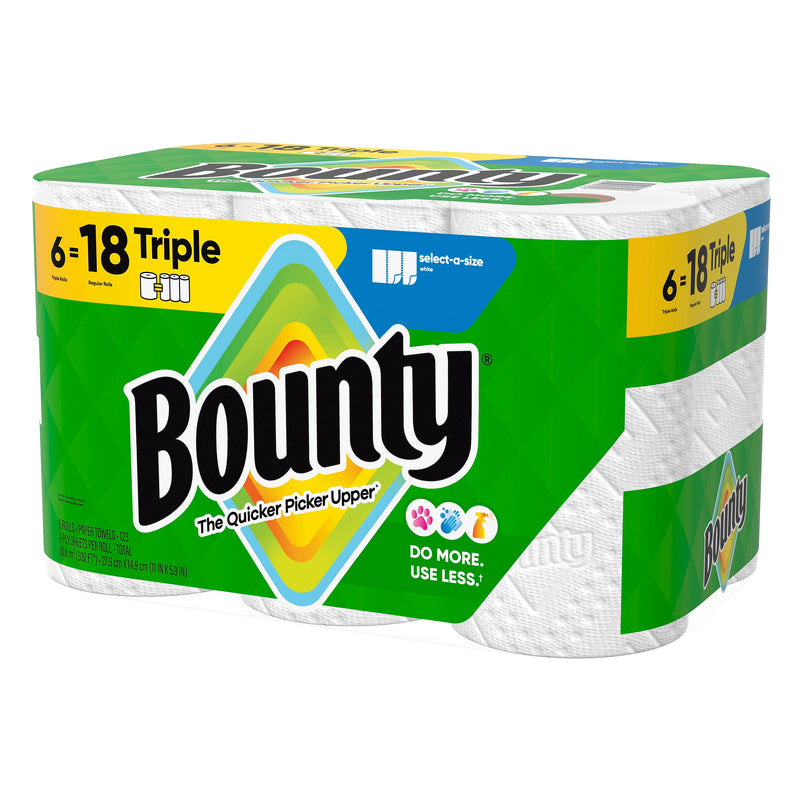 Bounty Select-A-Size Triple Roll Paper Towels, 2-ply, 123 Sheets/Roll, 6 Rolls/Pack (67001/05630)