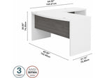 Bush Business Furniture Echo 60"W L Shaped Bow Front Desk, Pure White/Modern Gray (ECH025WHMG)