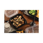 Pactiv Evergreen EarthChoice Vented Dual Color Microwavable Hinged Lid Container, 28oz, Black/Clear, Plastic, 150/CT