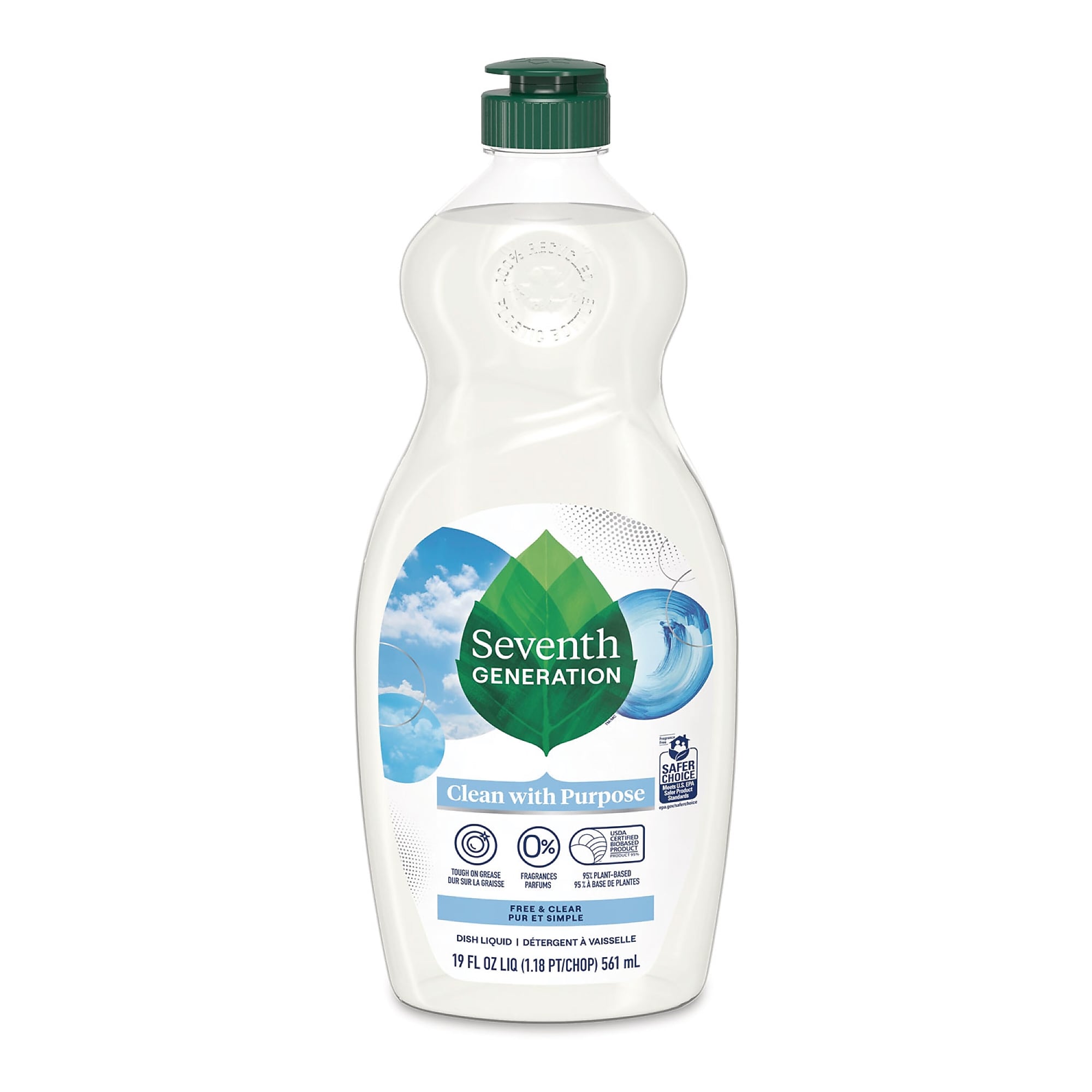 Seventh Generation Natural Dishwashing Liquid, Free and Clear, 19 oz. (SEV44986EA)