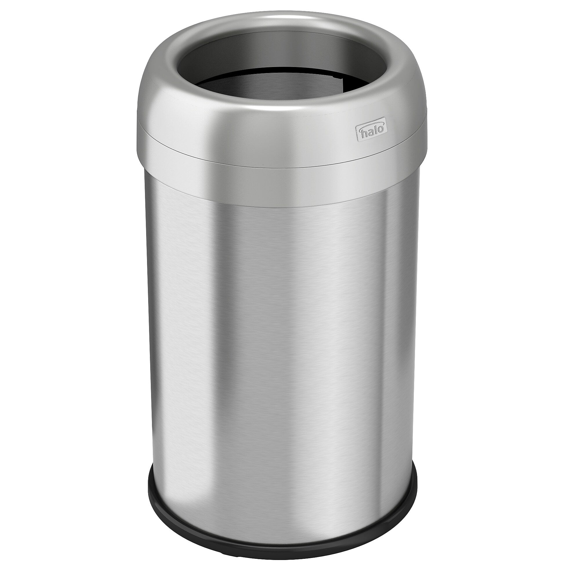 halo Stainless Steel Round Open Top Trash Can with Dual AbsorbX Odor Control System, Silver, Silver, 13 Gal. (OT13STR)