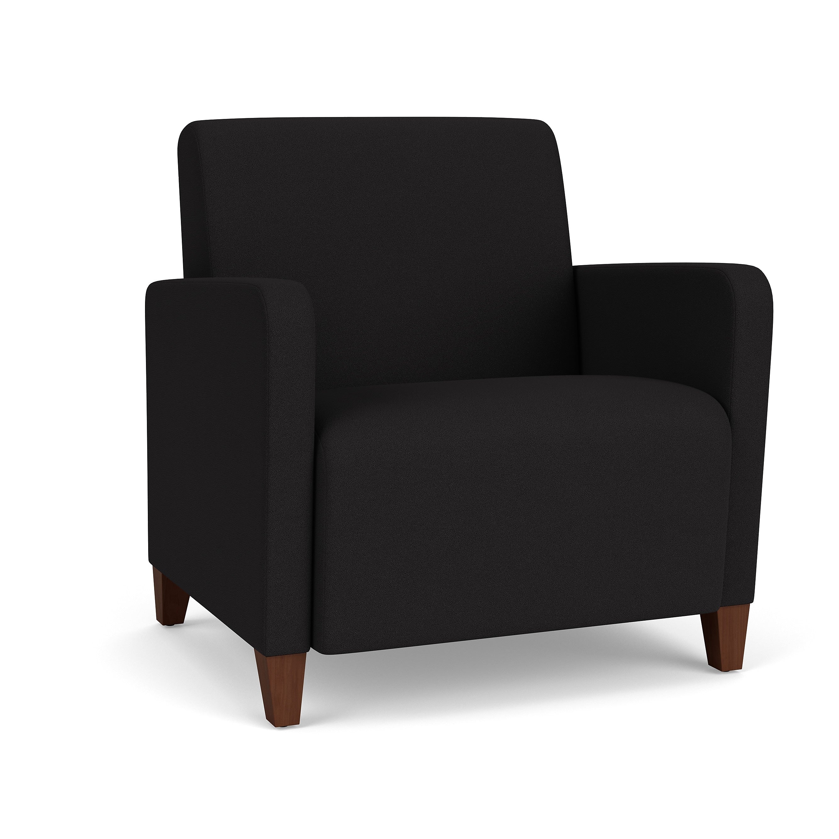 Lesro Ravenna Fabric Guest Chair, Open House Black/Walnut Wood (RV1201.FWL-01OHBK)