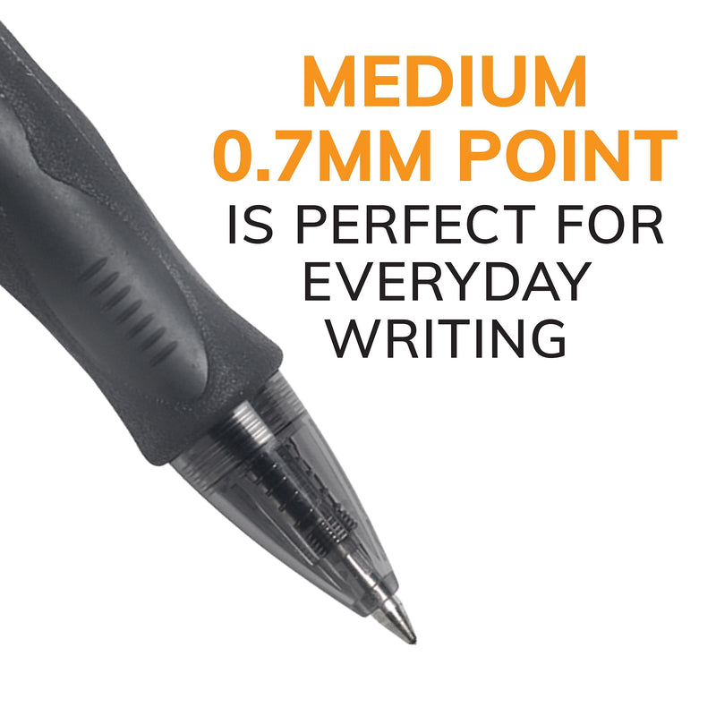 BIC Gel-ocity Original Retractable Gel Pens, Medium Point, 0.7mm, Black Ink, Dozen (31563)