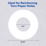 Avery Self-Adhesive Plastic Reinforcement Labels, 1/4" Diameter, Matte White, 200/Pack (13967/5729)
