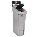 Rubbermaid Commercial Slim Jim Single-Stream Landfill Recycling Station Kit, 23 Gallon, Gray/Black (2185053)