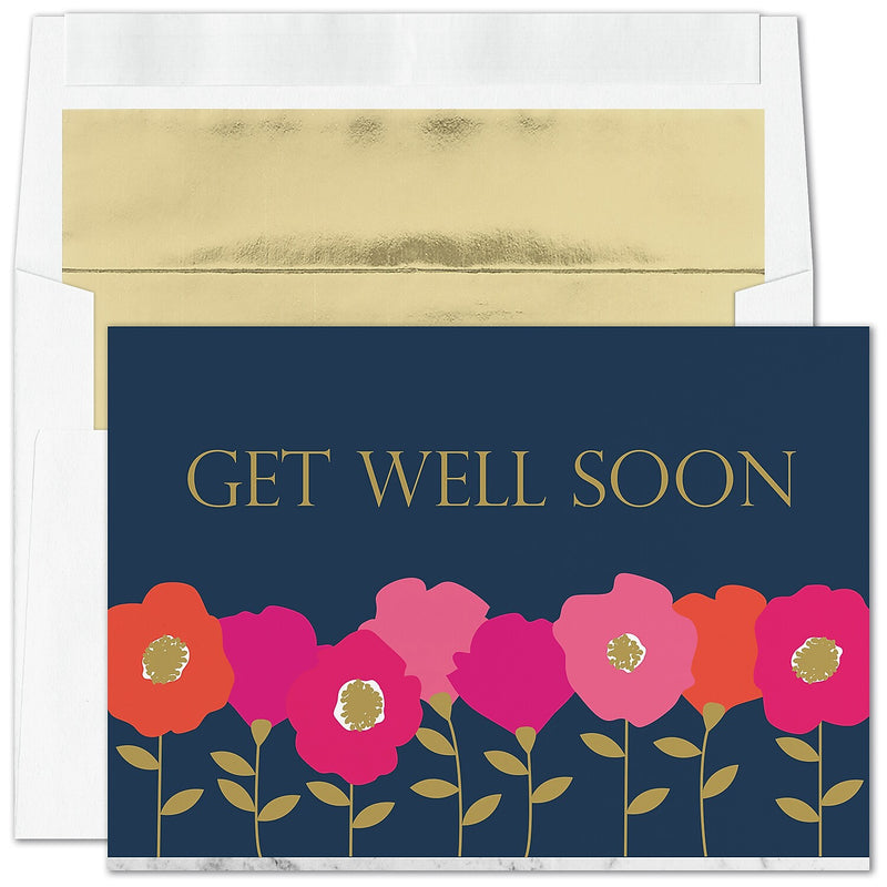 "Flowering Get Well" Get Well Card w/ Gold Lined White Envelope, 100/BX