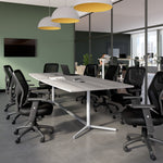Bush Business Furniture 120W x 48D Boat Shaped Conference Table with Metal Base, Platinum Gray (99TBM120PGSVK)