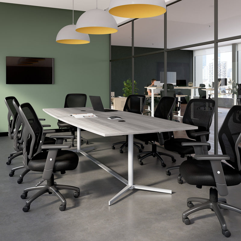 Bush Business Furniture 120W x 48D Boat Shaped Conference Table with Metal Base, Platinum Gray (99TBM120PGSVK)