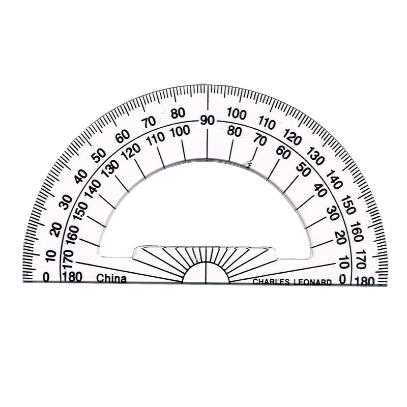 Charles Leonard 180-Degree Protractor, 4", Clear, 12/Pack, 3 Packs/Bundle (CHL77104IP-3)