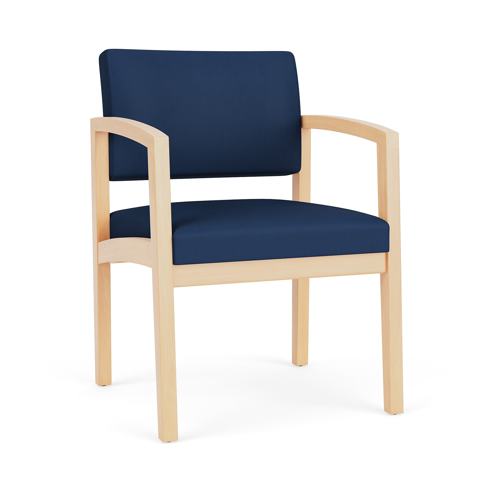 Lesro Lenox Wood Vinyl Guest Chair, Patriot Plus Imperial Blue/Natural (LW1101.WNA-01PPIB)