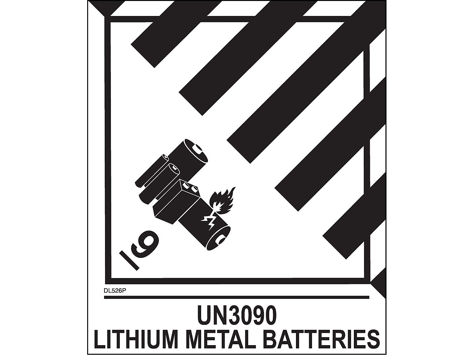 Decker Tape Products UN3090 LITHIUM METAL BATTERIES Shipping Label, 4" x 4.75", White/Black, 500 Labels/Roll (DL526P-1)