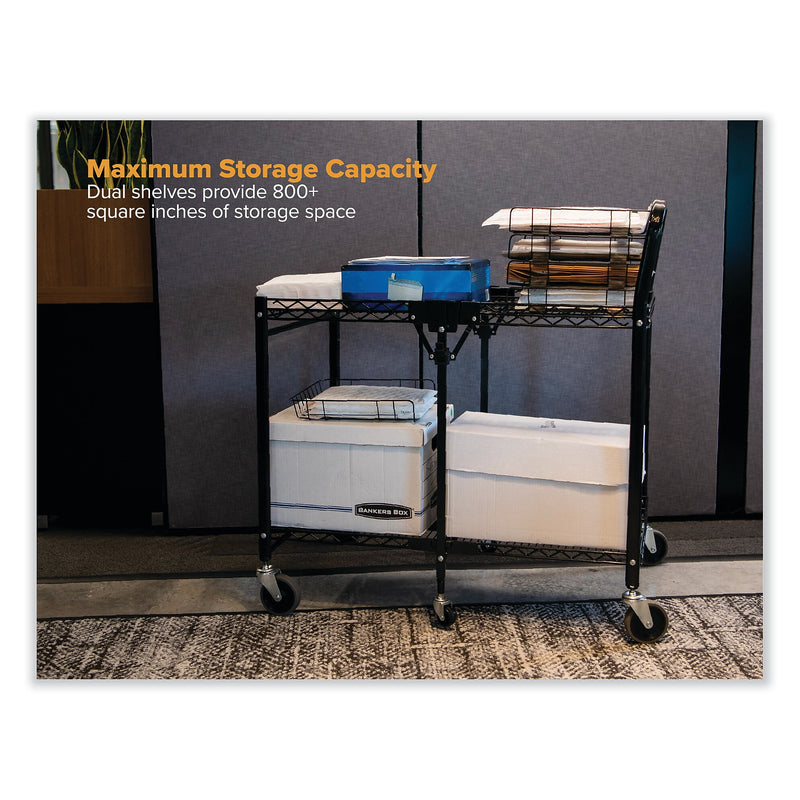 Bostitch Stowaway 2-Shelf Metal Mobile Folding Cart, Black (BOSBSACLGBLK)