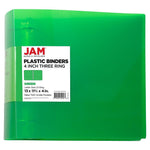 JAM Paper 4" 3-Ring Flexible Poly Binder, Green (PB75245GR)