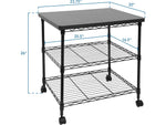 Mount-It! 3-Shelf Steel/Laminate Large Printer Cart with Wheels, Black (MI-7856)