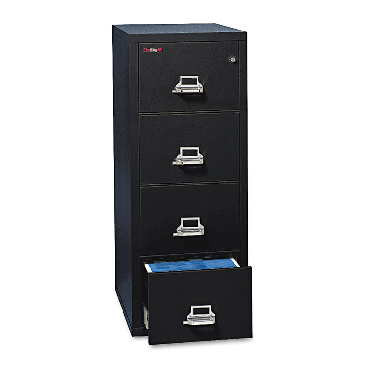 Insulated Vertical File, 1-Hour Fire Protection, 4 Letter-Size File Drawers, Black, 17.75" X 25" X 52.75"