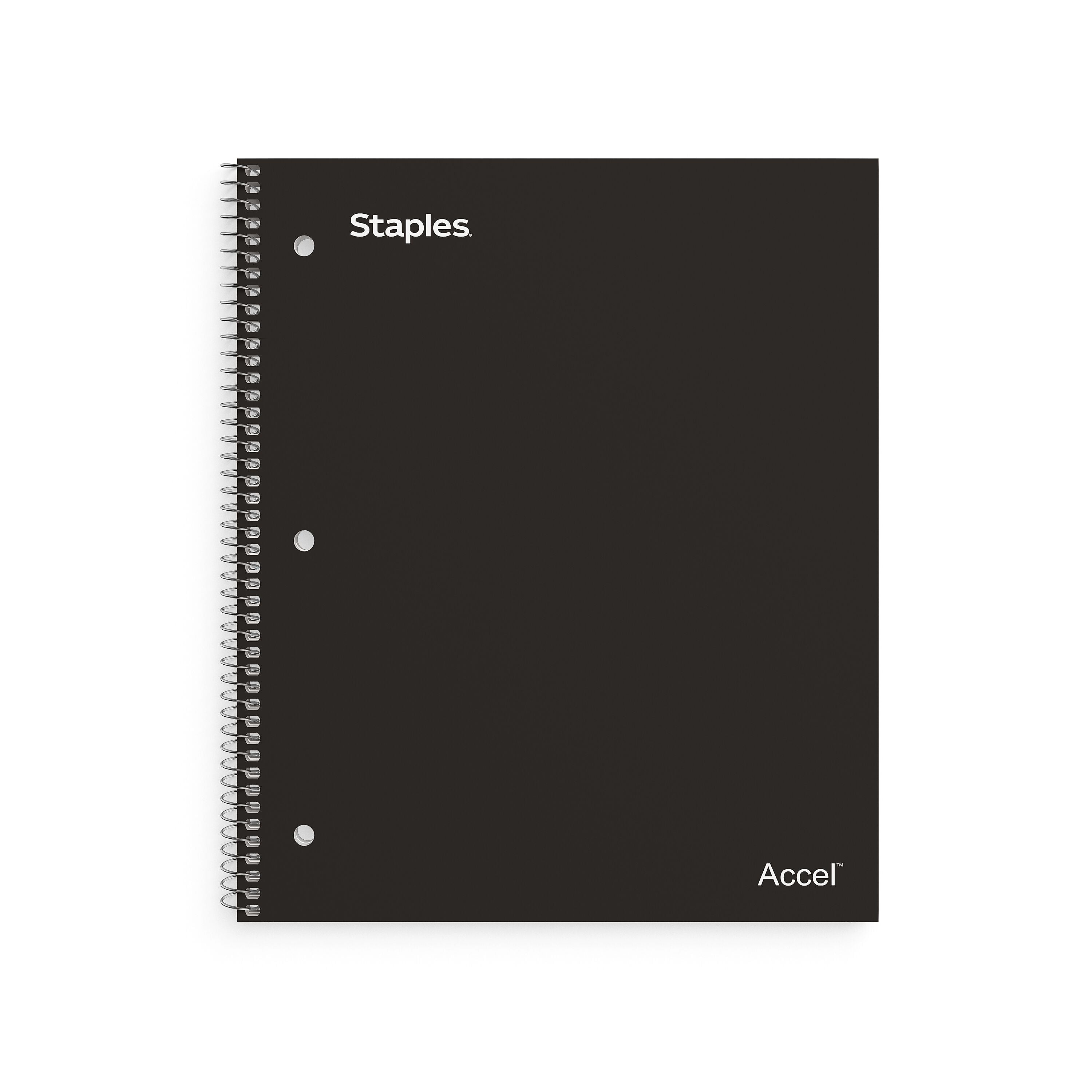 Staples Premium Poly 1-Subject Notebook, 8" x 10.5", Wide Ruled, 100 Sheets, Black (ST20956D)