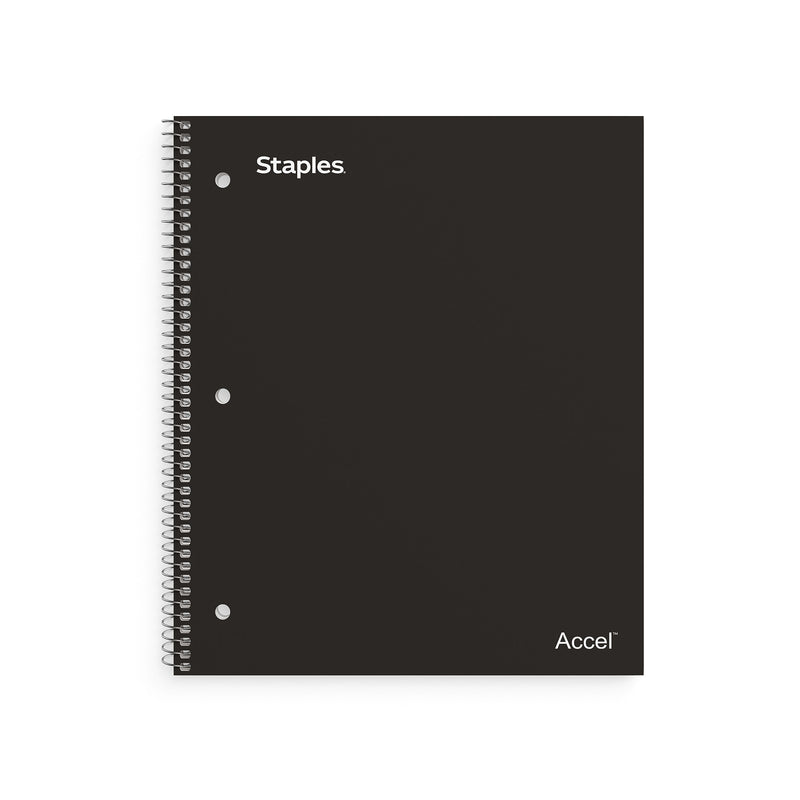 Staples Premium Poly 1-Subject Notebook, 8" x 10.5", Wide Ruled, 100 Sheets, Black (ST20956D)