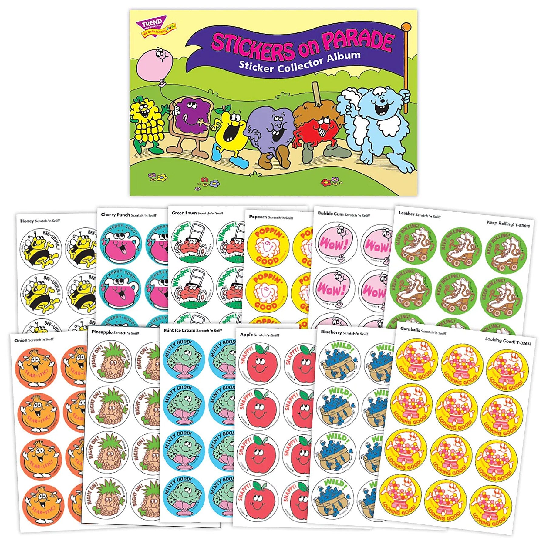 Trend Enterprises Scratch 'n Sniff Stickers & Album, Assorted Colors, 13/Pack (T-90944)