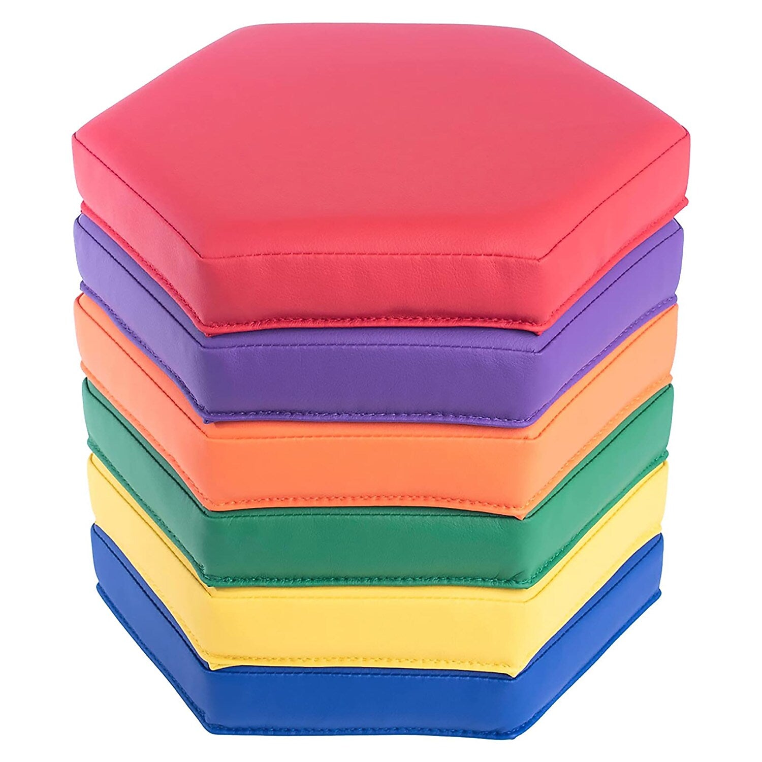Bintiva Color Coded Vinyl Floor Cushions, Hexagon, Set of 6 (BNVSCVHEXX6)