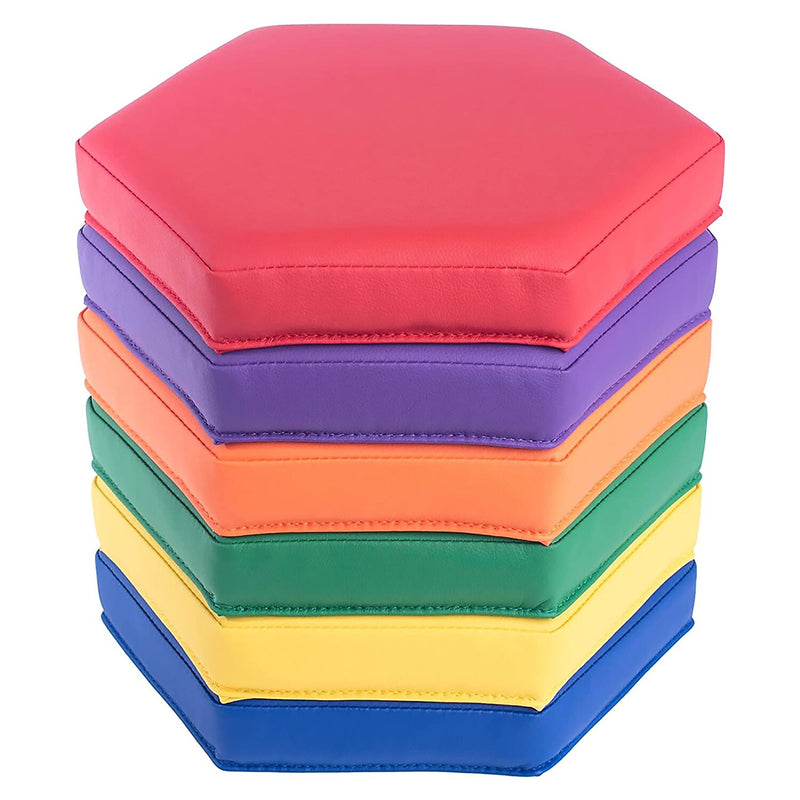 Bintiva Color Coded Vinyl Floor Cushions, Hexagon, Set of 6 (BNVSCVHEXX6)