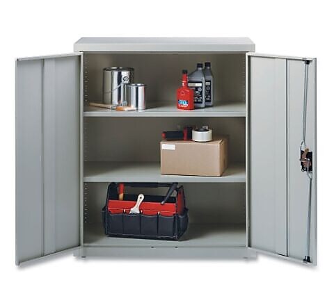 OIF 42"H Steel Storage Cabinet with 3 Shelves, Light Gray (CM4218LG)