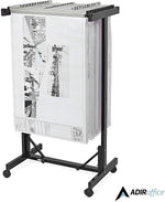 AdirOffice Metal Mobile File Cart with Swivel Wheels and (12) 30" Hanging Clamps, Black (615-BLK-PKG)