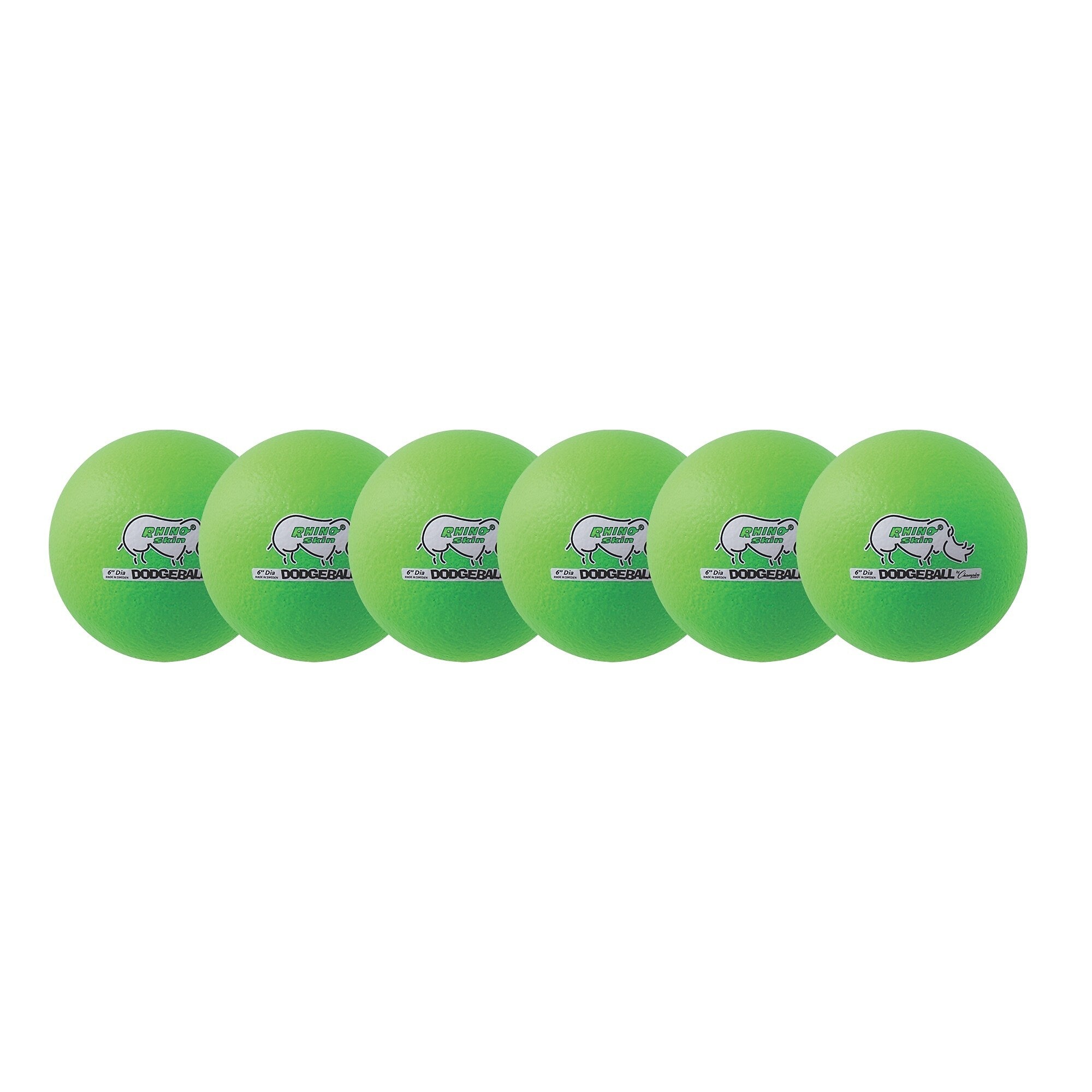 Champion Sports Rhino Skin 6" Foam Dodgeball Set, Neon Green, 6/Set (CHSRXD6NGSET)