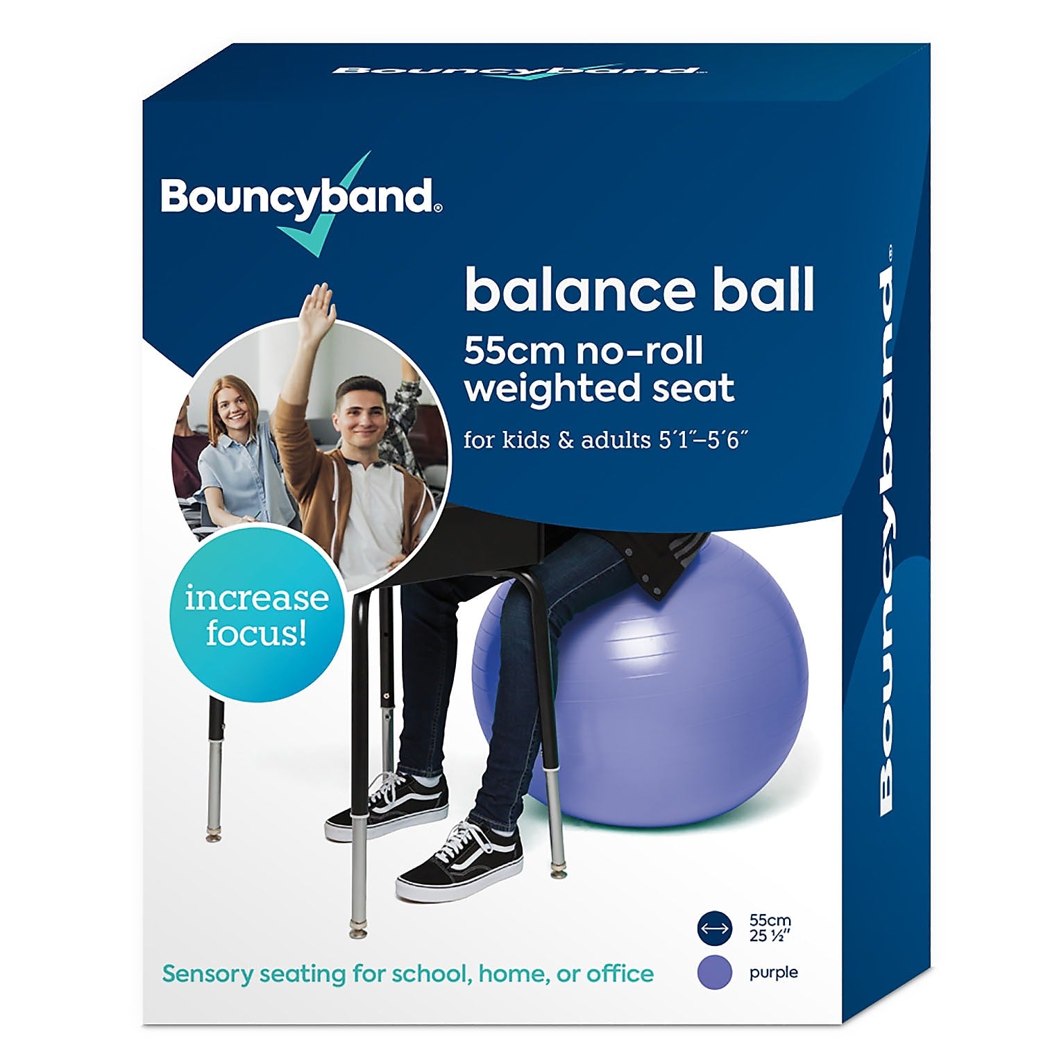 Bouncy Bands Balance Ball, 55cm, Purple (BBAWBS55PU)