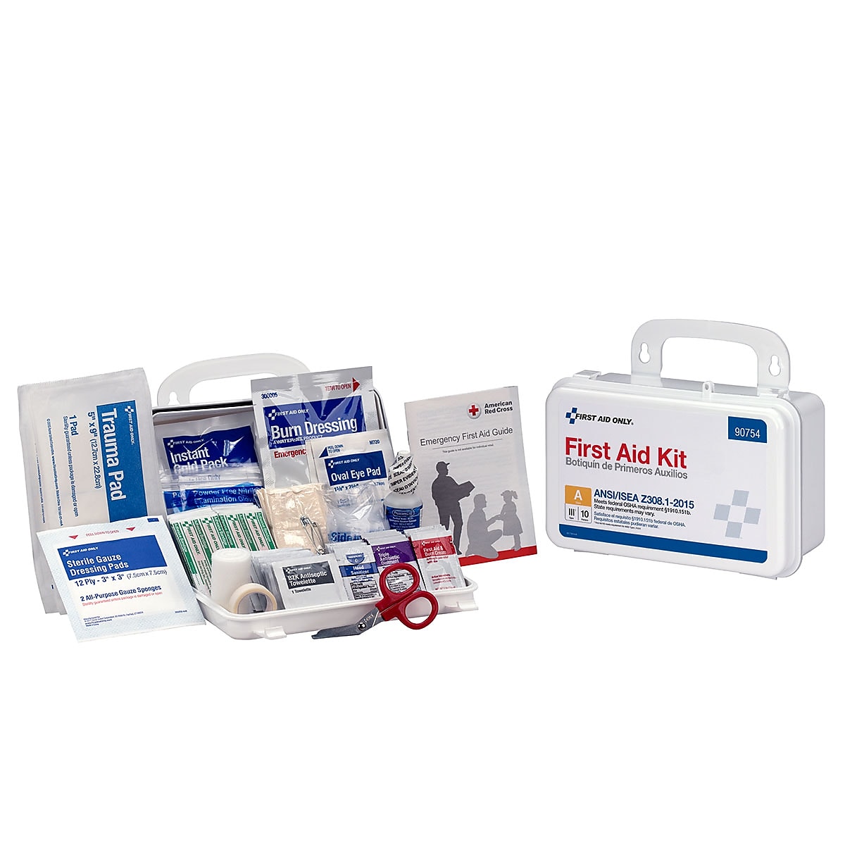 First Aid Only Plastic Weatherproof First Aid Kit, ANSI 2015 Class A, 10 People, 71 Pieces (90754)