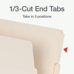 Pendaflex End Tab File Folder, 1/3-Cut Tab, Assorted, Letter Size, Manila, 100/Box (1007001)