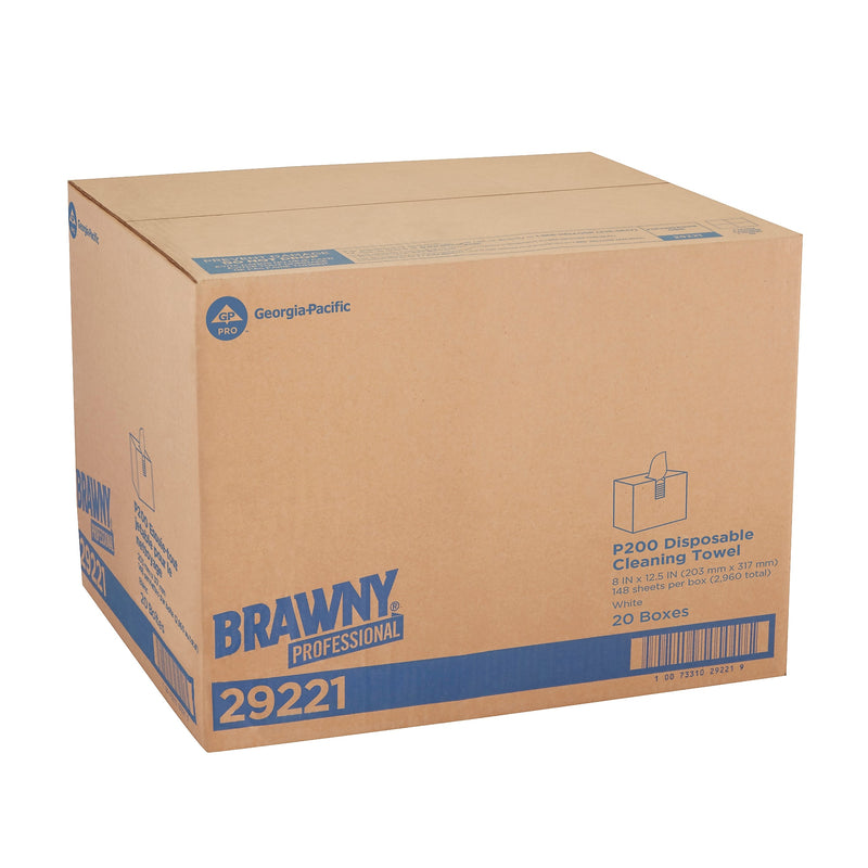 Brawny P200 Paper Cleaning Wipers, 12.5" x 8", White, 20/Carton (29221)