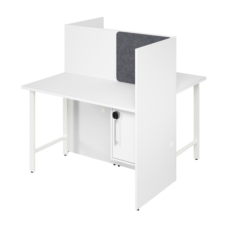 Bush Business Furniture Hustle 48"W 2 Person Back to Back Cubicle Panel Workstation, White (HUS031WH)