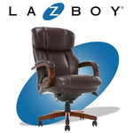 La-Z-Boy Fairmont Ergonomic Faux Leather Executive Big & Tall Chair, 400 lb. Capacity, Biscuit Brown (44940OSS)