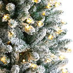 Nearly Natural 8-ft Slim Flocked Montreal Fir Artificial Christmas Tree with 400 Warm White LED Lights (T3312)