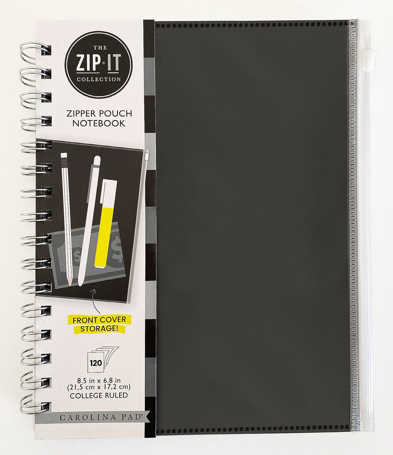 Carolina Pad Zip-It 1-Subject Professional Notebooks, 7" x 8.75", College Ruled, 120 Sheets (55025)