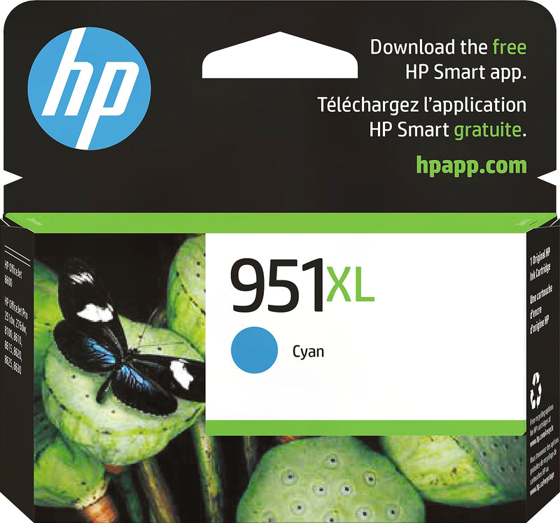 HP 951XL Cyan High Yield Ink Cartridge, Prints Up to 1,500 Pages (CN046AN#140)