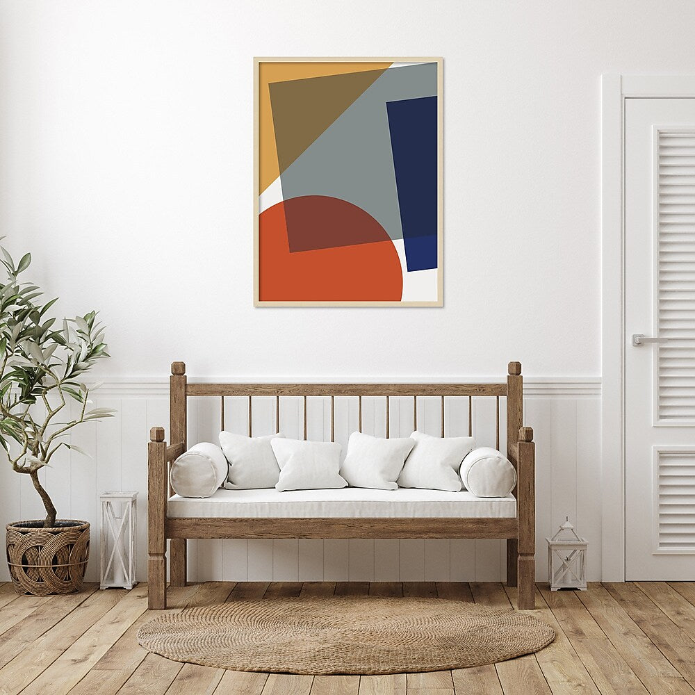 Amanti Art Layered Retro Modern Shapes In Bright Colors by The Creative Bunch Studio Wood Framed Wall Art Print, 31" x 41"