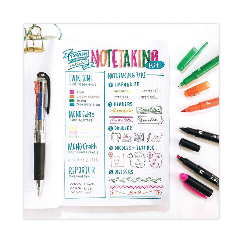 Tombow Creative Notetaking Pen Set, Assorted Points, Assorted Size Set, Assorted Ink, 9/Kit (TOM56301)