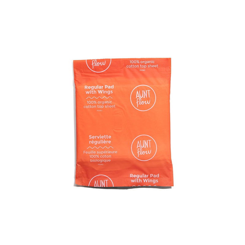 Aunt Flow Organic Pads with Wings, Regular, 500/Case (ATF00125)